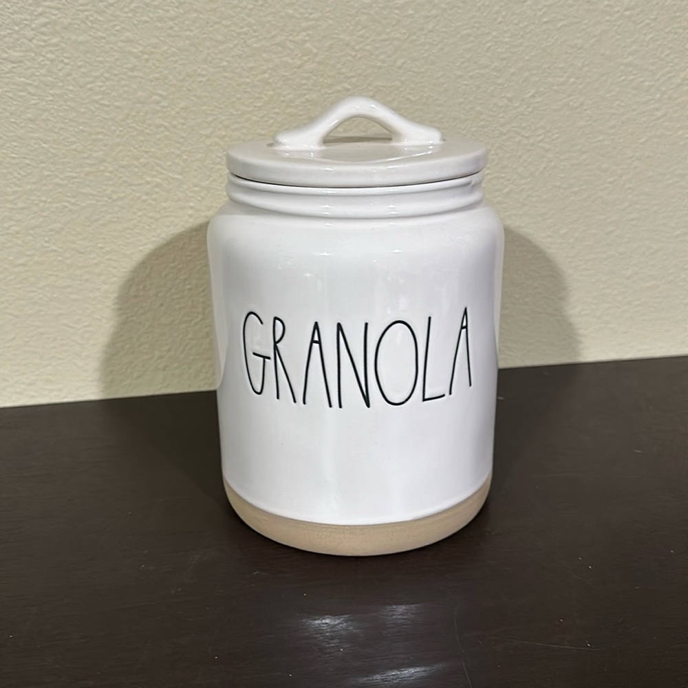 Rae Dunn White and Tan Granola Jar